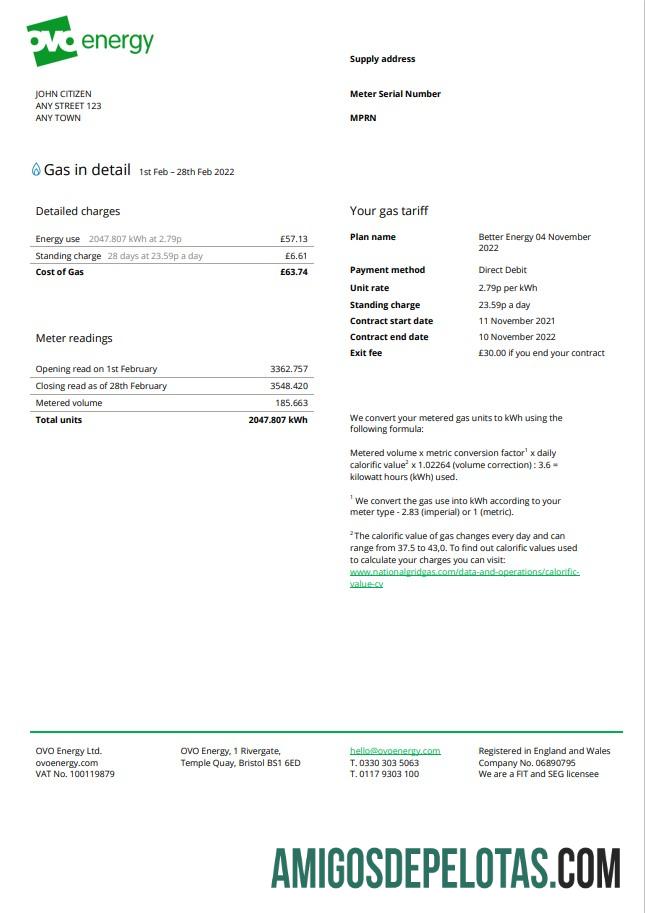 em branco Conta de serviços públicos de energia Ovo do Reino Unido, modelo Word e PDF